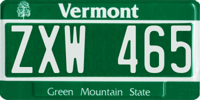 VT license plate ZXW465