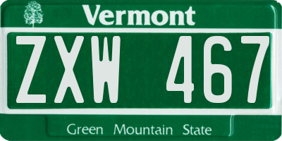 VT license plate ZXW467