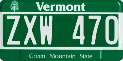 VT license plate ZXW470