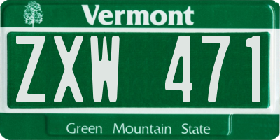 VT license plate ZXW471