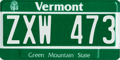 VT license plate ZXW473