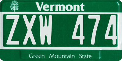 VT license plate ZXW474