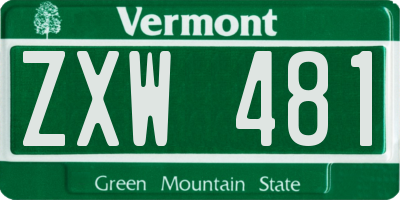 VT license plate ZXW481