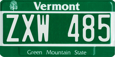 VT license plate ZXW485