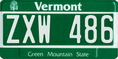 VT license plate ZXW486