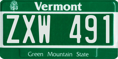VT license plate ZXW491