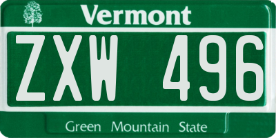 VT license plate ZXW496