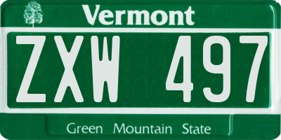 VT license plate ZXW497