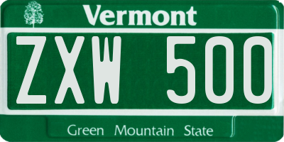 VT license plate ZXW500