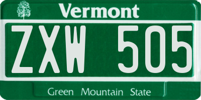 VT license plate ZXW505