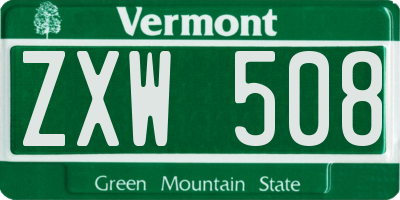 VT license plate ZXW508