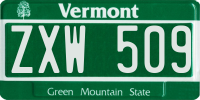 VT license plate ZXW509