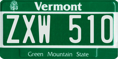 VT license plate ZXW510