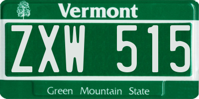 VT license plate ZXW515