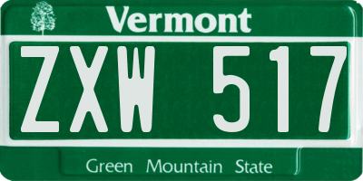 VT license plate ZXW517