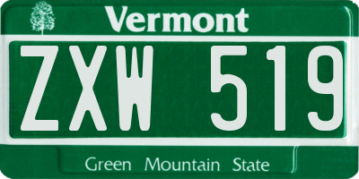 VT license plate ZXW519