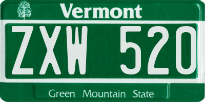 VT license plate ZXW520
