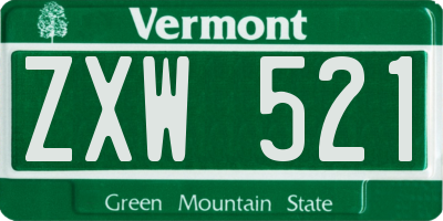VT license plate ZXW521