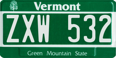 VT license plate ZXW532