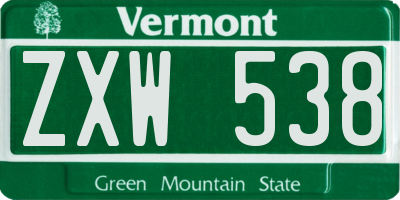 VT license plate ZXW538