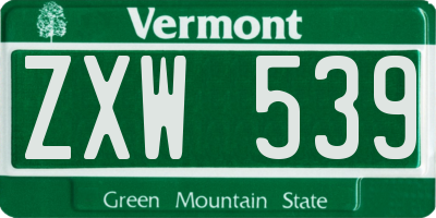 VT license plate ZXW539