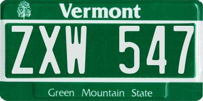VT license plate ZXW547