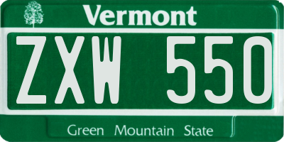 VT license plate ZXW550