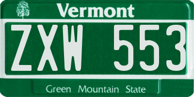 VT license plate ZXW553