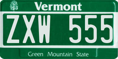 VT license plate ZXW555