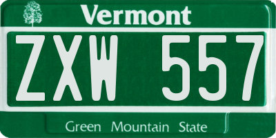 VT license plate ZXW557