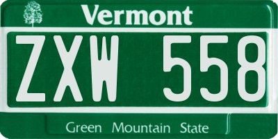 VT license plate ZXW558