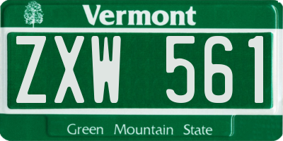 VT license plate ZXW561