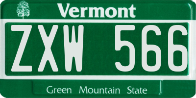 VT license plate ZXW566