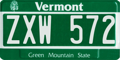 VT license plate ZXW572