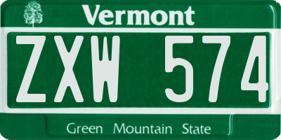 VT license plate ZXW574