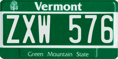 VT license plate ZXW576