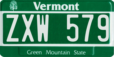 VT license plate ZXW579