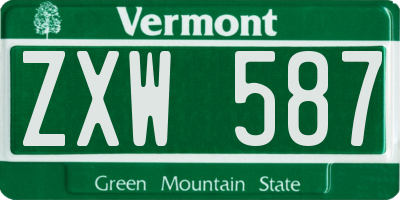 VT license plate ZXW587