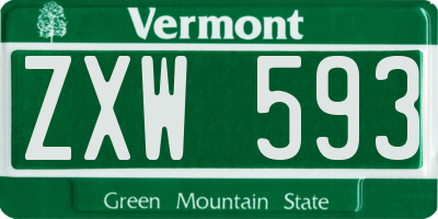 VT license plate ZXW593