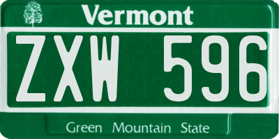 VT license plate ZXW596