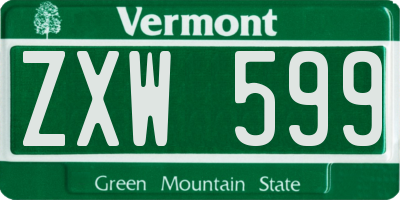 VT license plate ZXW599