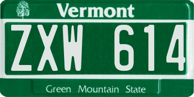 VT license plate ZXW614