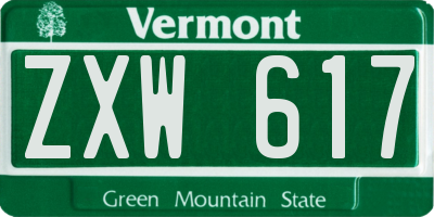 VT license plate ZXW617