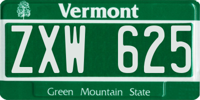 VT license plate ZXW625