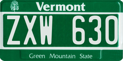 VT license plate ZXW630