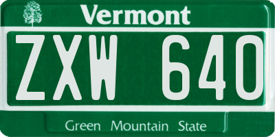 VT license plate ZXW640