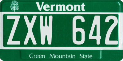 VT license plate ZXW642