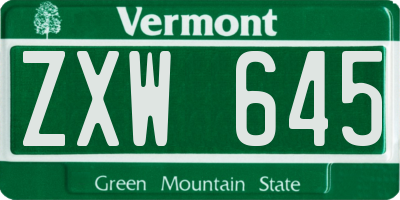 VT license plate ZXW645