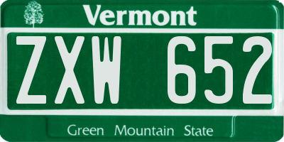 VT license plate ZXW652
