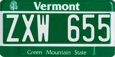 VT license plate ZXW655